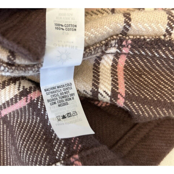 Offline by Aerie Women Flannel Shacket Sz S/P Brown/Tan Shirt Oversized Outdoor - Picture 8 of 8